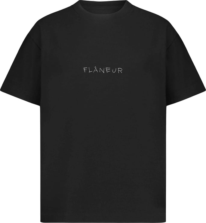FLÂNEUR Scribble T-Shirt Black Zwart