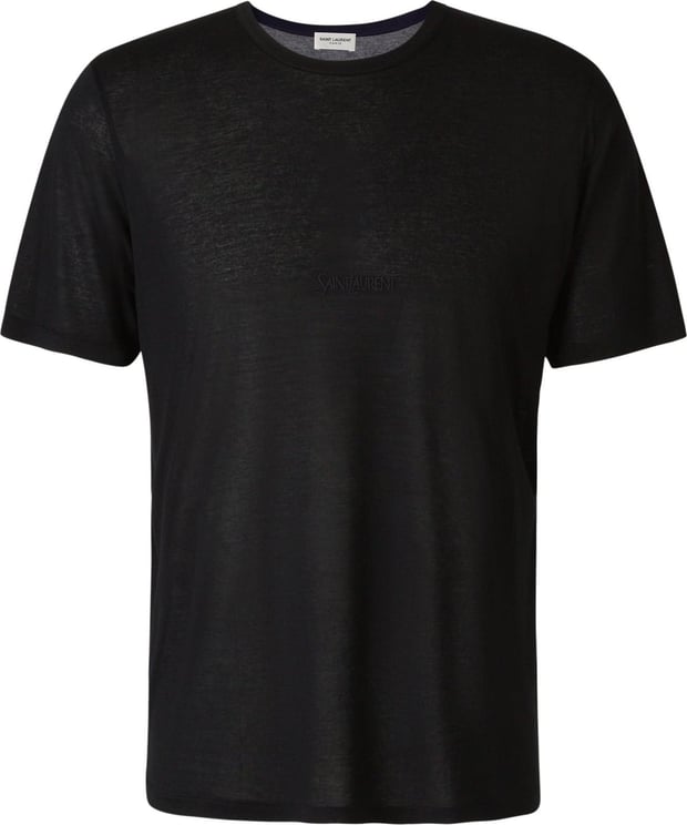 Saint Laurent Embroidered Logo T-Shirt Zwart