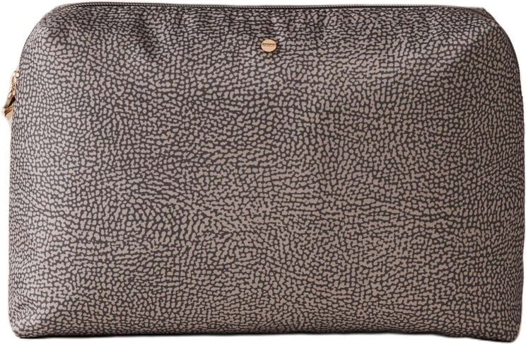 Borbonese CLASSICA TOILETRY BAG MEDIUM - OP recycled nylon & leather Case Grijs