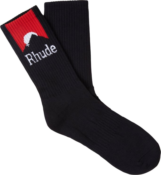 Rhude Ribbed Logo Socks Zwart