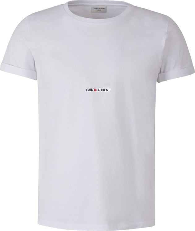 Saint Laurent Logo Cotton T-shirt Wit
