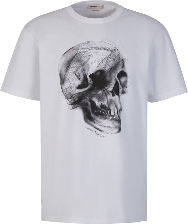 Alexander McQueen Printed Cotton T-Shirt Wit