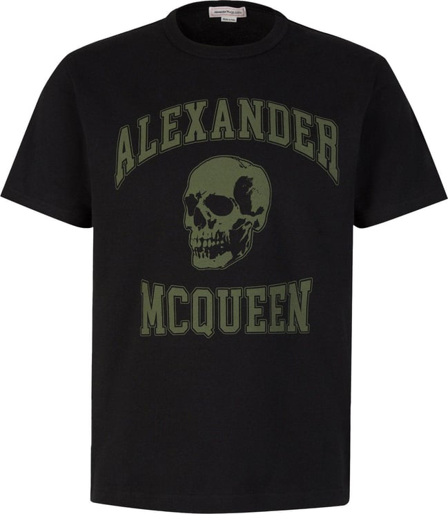 Alexander McQueen Printed Cotton T-Shirt Zwart