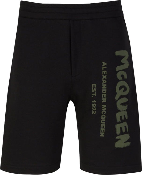 Alexander McQueen Logo Joggers Bermuda Shorts Zwart