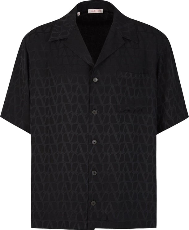 Valentino Monogram Silk Shirt Zwart