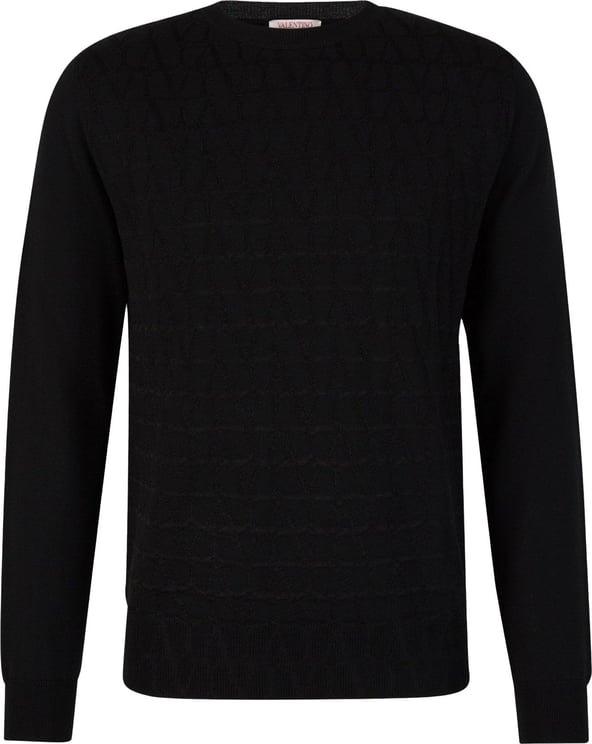 Valentino Monogram Wool Sweater Zwart