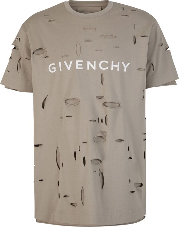 Givenchy Cotton Destroyed T-Shirt Taupe
