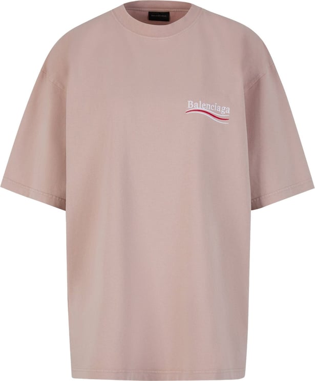 Balenciaga Cotton Logo T-Shirt Roze