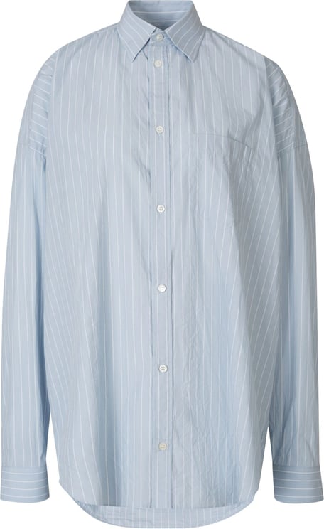 Balenciaga Oversized Cotton Shirt Blauw