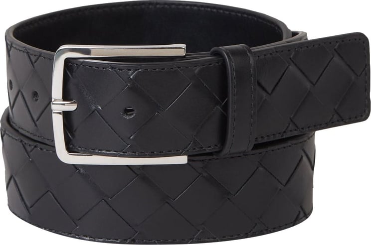 Bottega Veneta Intrecciato Leather Belt Zwart