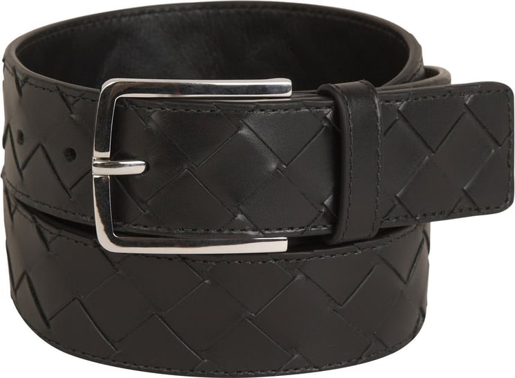 Bottega Veneta Leather Intrecciato Belt Zwart