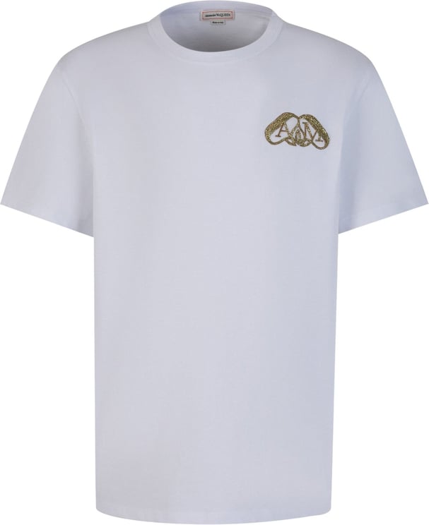 Alexander McQueen Embroidered Cotton T-Shirt Wit
