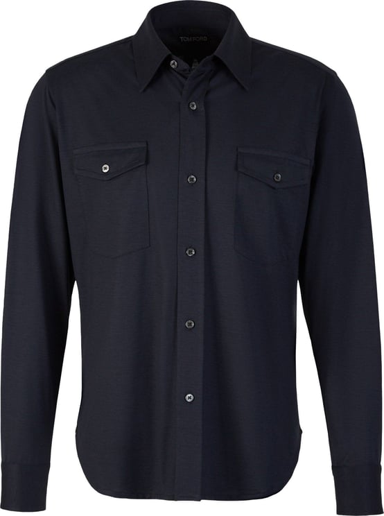Tom Ford Silk and Cotton Shirt Blauw