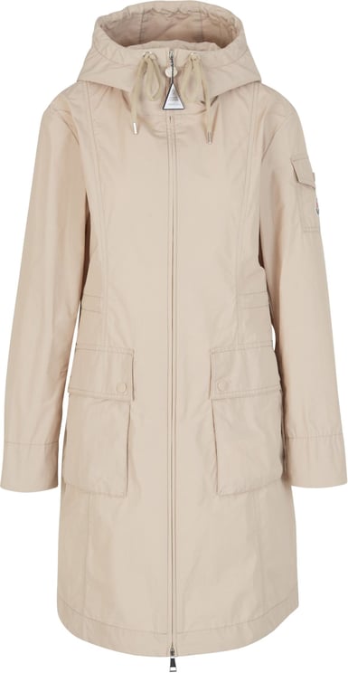 Moncler Hood Laerte Trench Coat Taupe