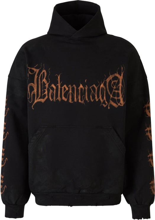 Balenciaga Printed Hood Sweatshirt Zwart