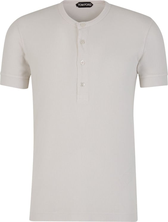 Tom Ford Buttons Ribbed T-Shirt Wit