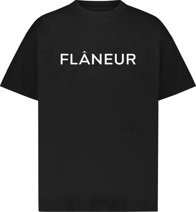 FLÂNEUR Printed Logo T-Shirt Black Zwart