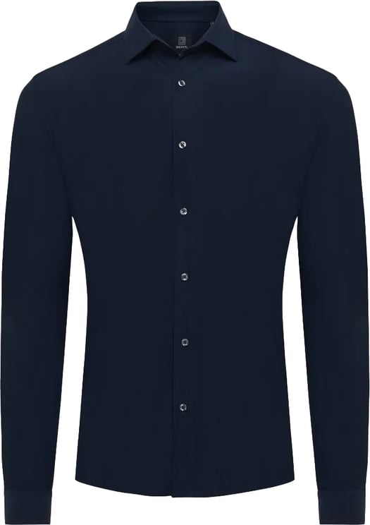 Genti Technisch slimfit overhemd Blauw