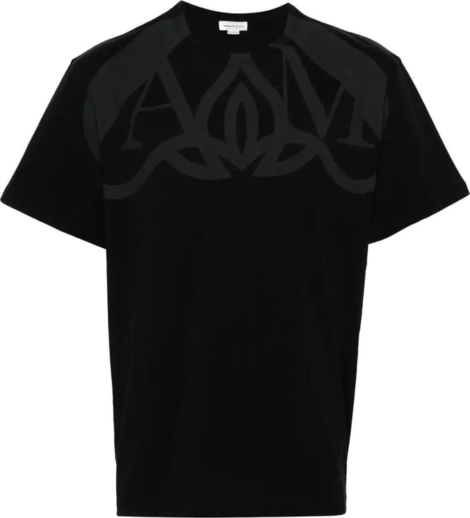 Alexander McQueen Half Seal-print cotton T-shirt Zwart