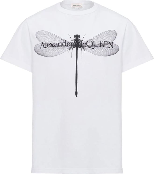 Alexander McQueen Dragonfly-print cotton T-shirt Wit