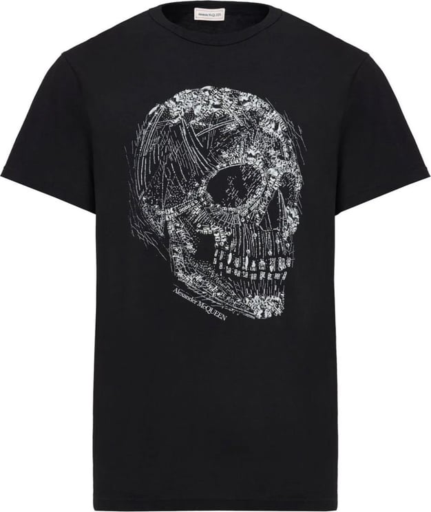 Alexander McQueen Crystal Skull cotton T-shirt Zwart