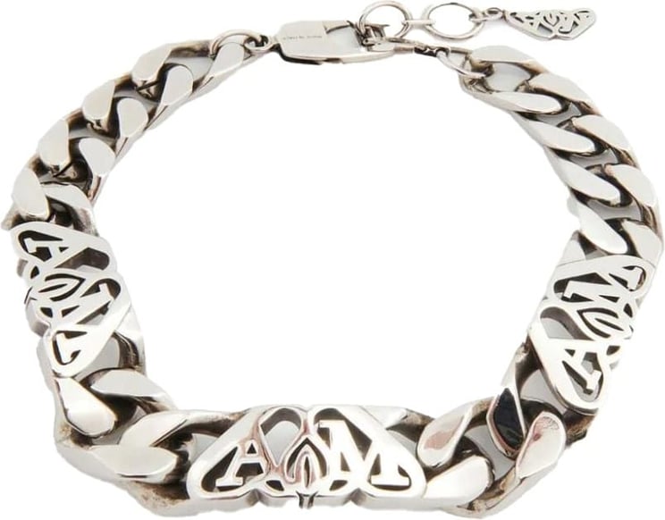 Alexander McQueen Seal logo-motif chain bracelet Metallic