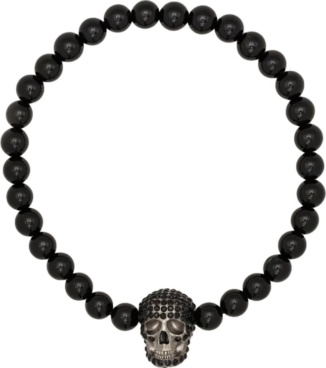Alexander McQueen Pavé Skull beaded bracelet Zwart