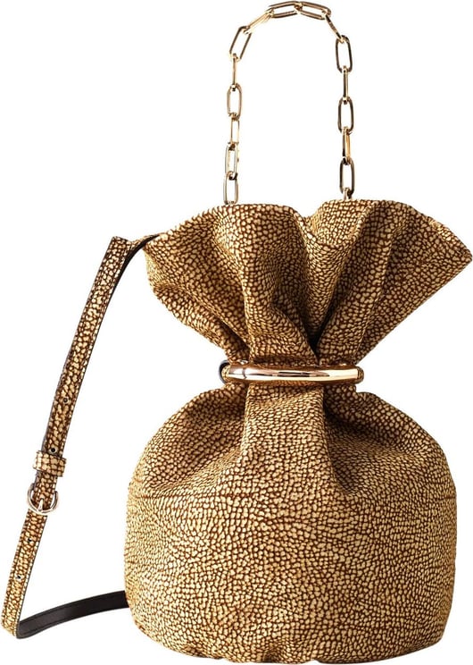 Borbonese TRESOR BUCKET BAG SMALL - OP Suede crossbody bag Bruin