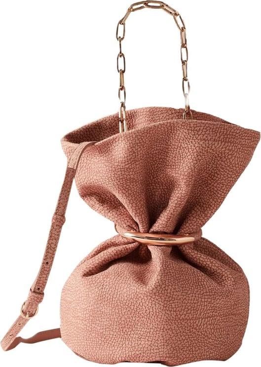 Borbonese TRESOR BUCKET BAG SMALL - OP Suede crossbody bag Roze