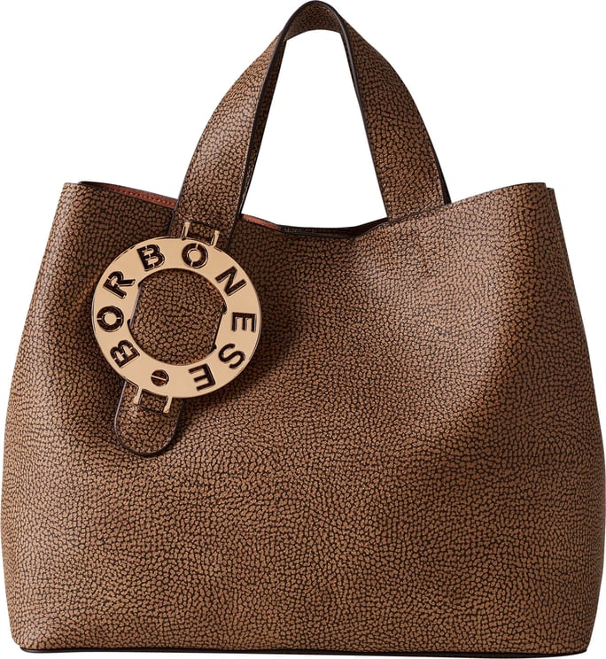 Borbonese 011 SHOPPER MEDIUM - OP Coated Canvas handbag Bruin