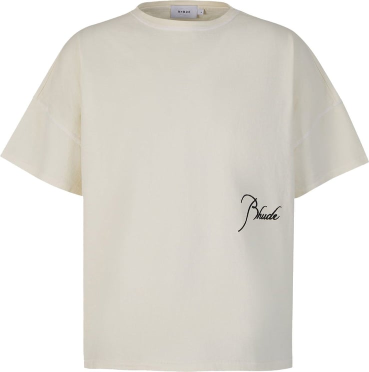 Rhude Cotton Embroidered T-Shirt Beige