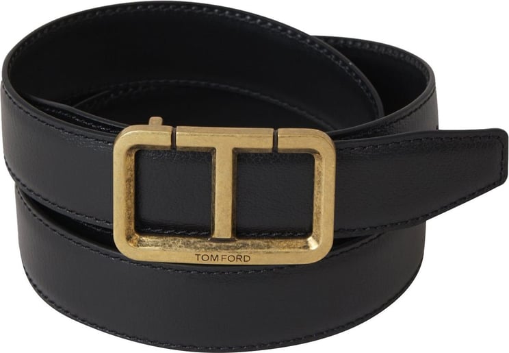 Tom Ford Leather Logo Belt Zwart