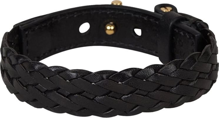 Tom Ford Braided Leather Bracelet Zwart