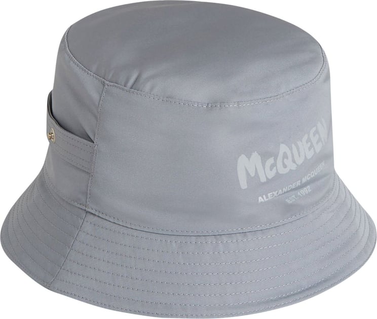 Alexander McQueen Graffiti Logo Bucket Hat Blauw