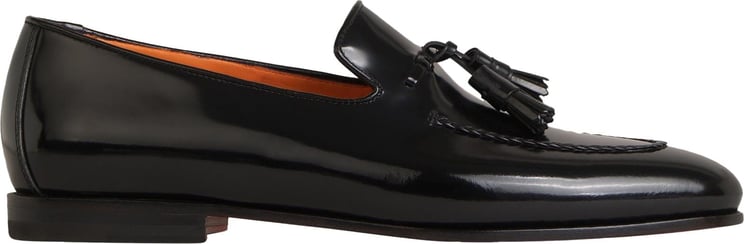 Santoni Leather Tassel Loafers Zwart