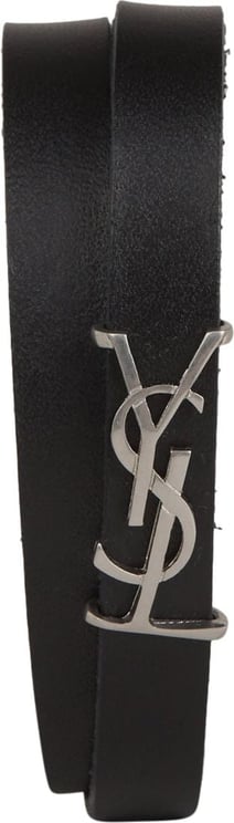 Saint Laurent Leather Wrap Bracelet Zwart
