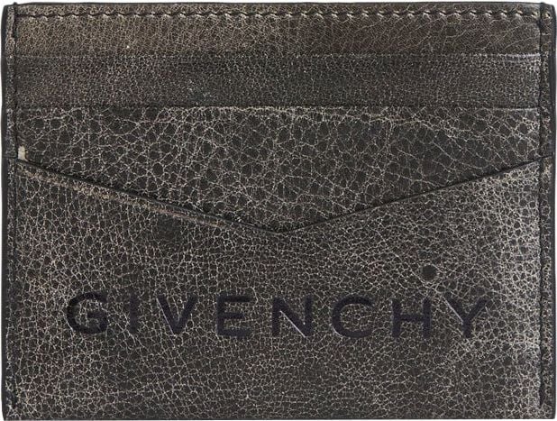 Givenchy Crackled Leather Card Holder Grijs