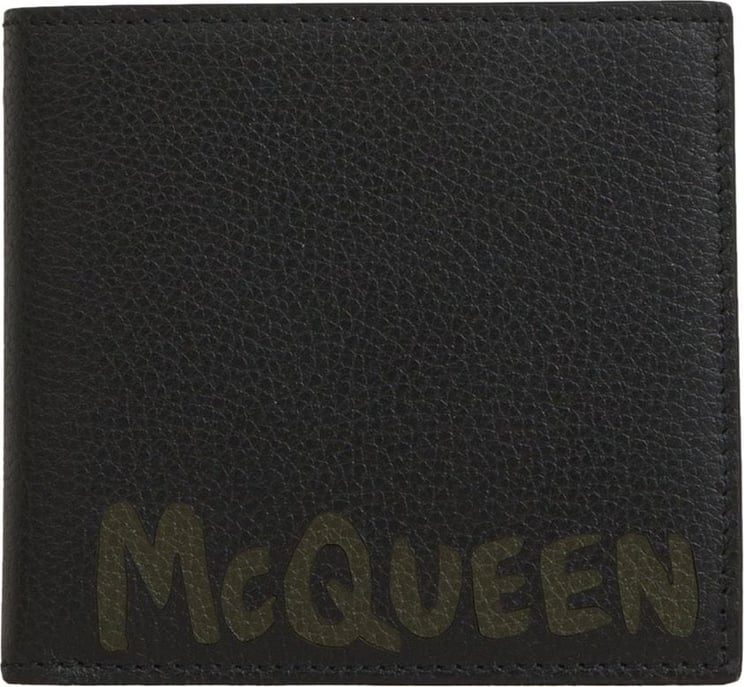 Alexander McQueen Printed Leather Wallet Zwart