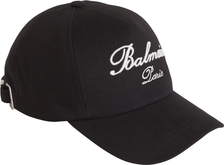 Balmain Logo Cotton Cap Zwart