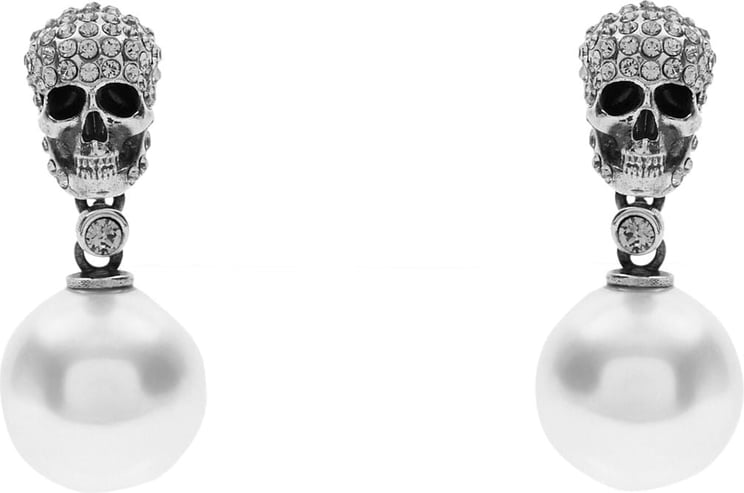 Alexander McQueen Swarovski Skull Earrings Zilver