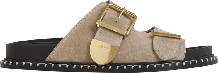 Chloé Suede Leather Sandals Taupe