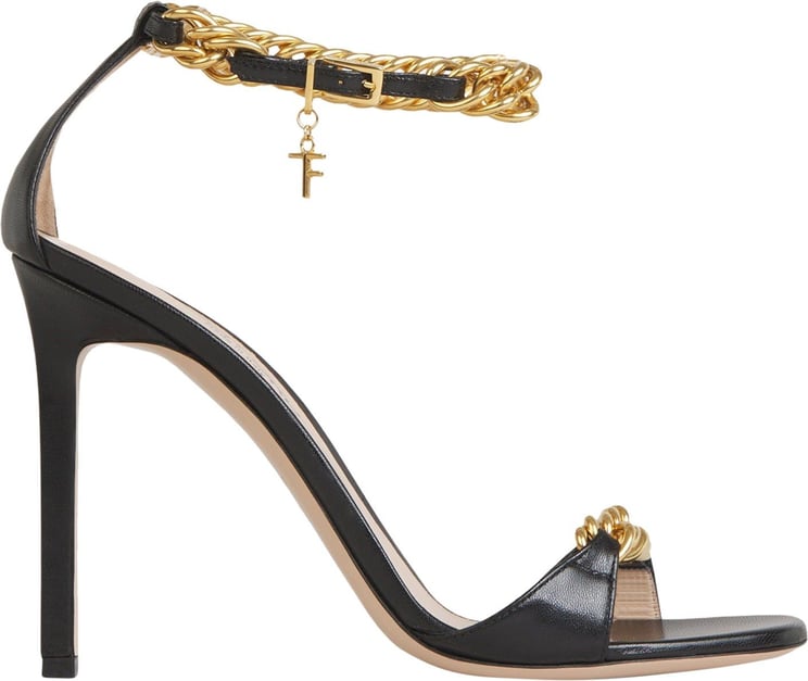 Tom Ford Leather Chain Sandals Zwart