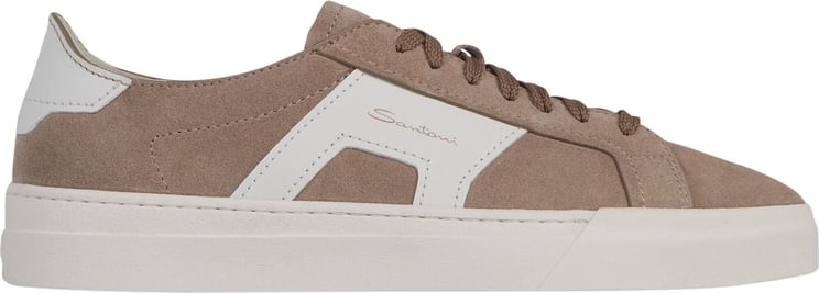 Santoni Suede Leather Sneakers Taupe