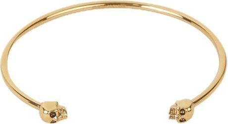 Alexander McQueen Metallic Skulls Bracelet Goud