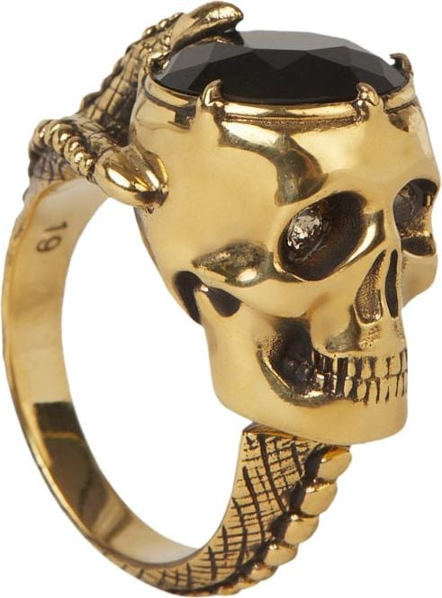 Alexander McQueen Crystal Skull Ring Goud