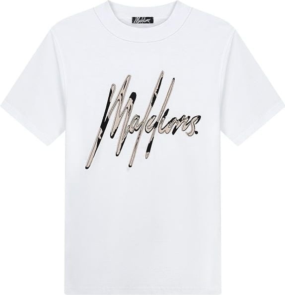 Malelions Malelions Men Destroyed Signature T-Shirt - White/Black Wit
