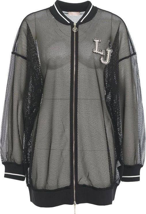 Liu Jo Oversized mesh jacket with logo Zwart