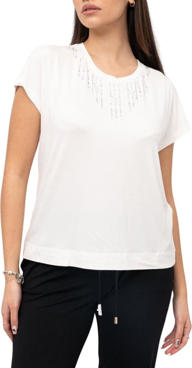 Liu Jo T-shirt Donna con glitter intorno al girocollo Wit