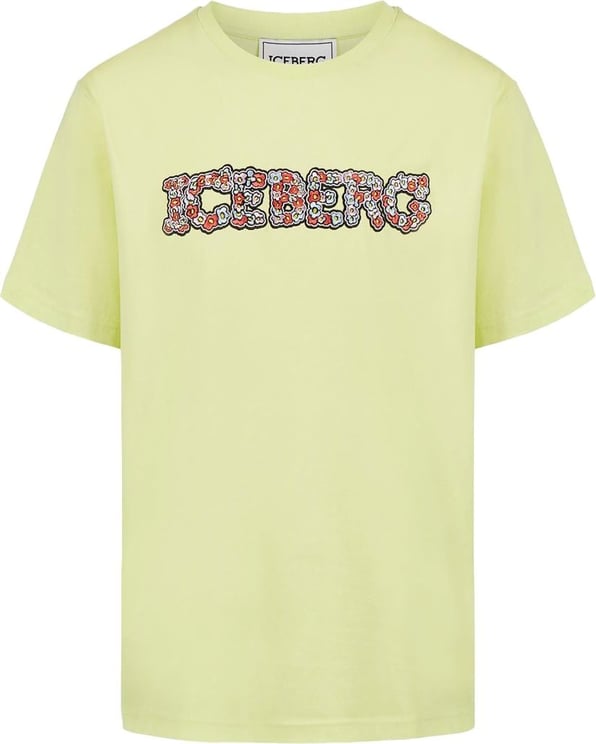 Iceberg T-shirt with floral logo Geel