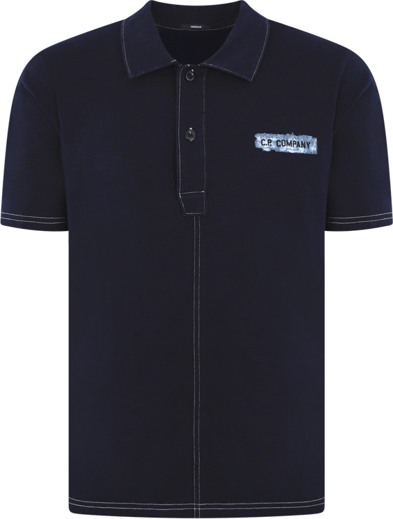 CP Company Heren Denimlook Polo Blauw Blauw